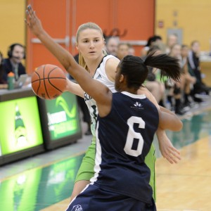 Nataliia Gavryliuk hit five three-pointers in the first half to spark the Cascades to a win over Mount Royal.