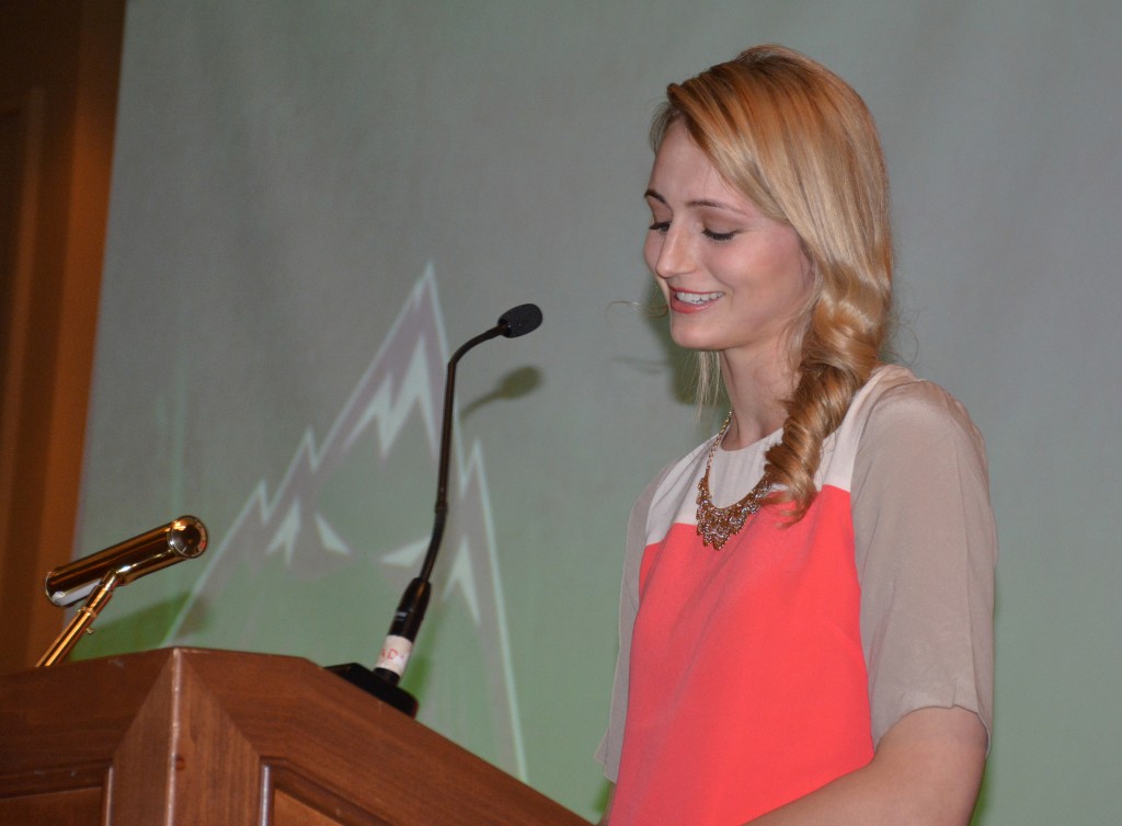 Nicole Wierks delivered a speech on behalf of the alumni at the recent Cascades awards banquet.