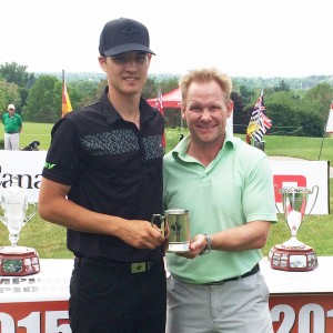 Aaron Pauls accepts his All-Canadian mug at the conclusion of Friday's final round at the Canadian University/College Golf Championship.