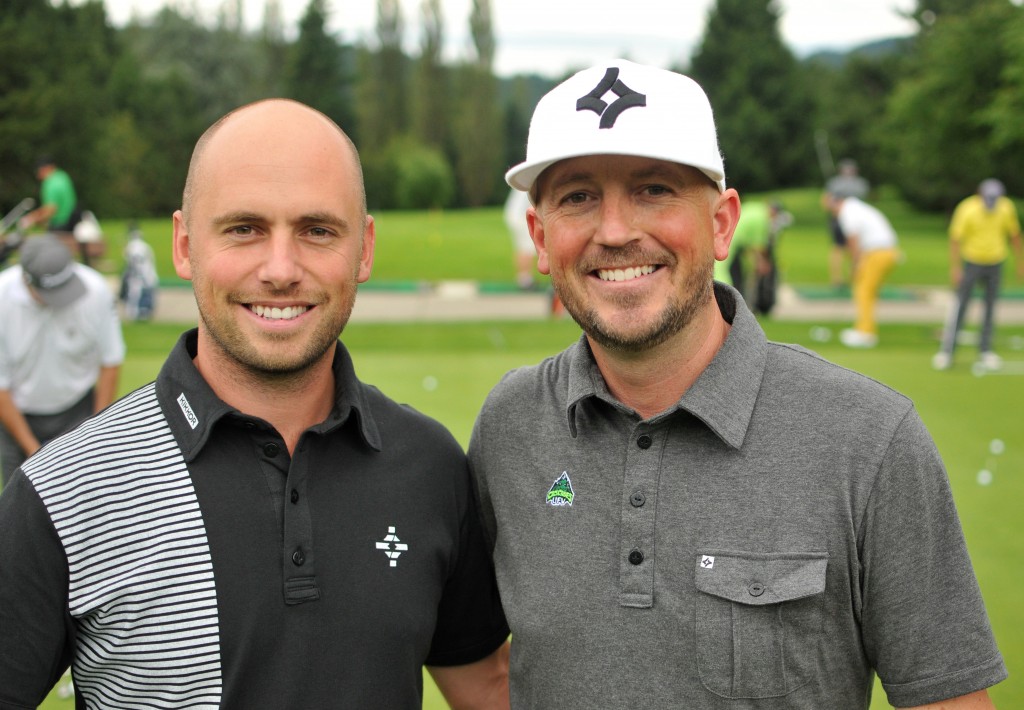 2013 Cascades Pro-Am champ James Lepp (left) and UFV coach Chris Bertram.