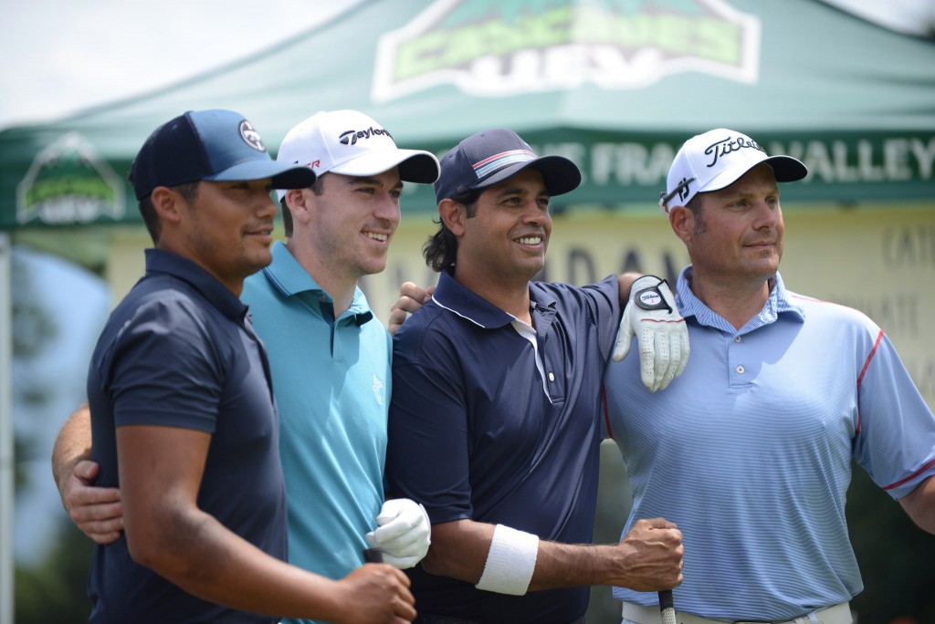 Nick Taylor, who won his first PGA Tour event back in November, poses for a photo with his Cascades Pro-Am playing partners.