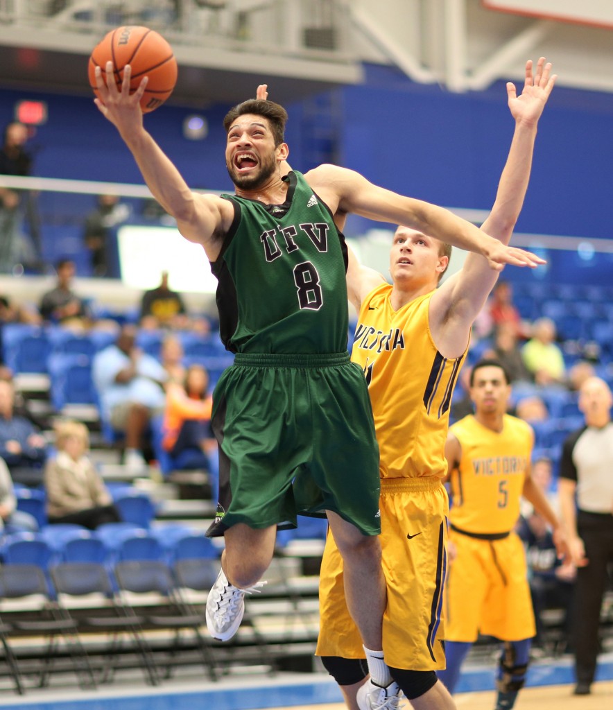 Nav Bains notched eight points and seven rebounds vs. UVic on Sunday. (apshutter.com photo)