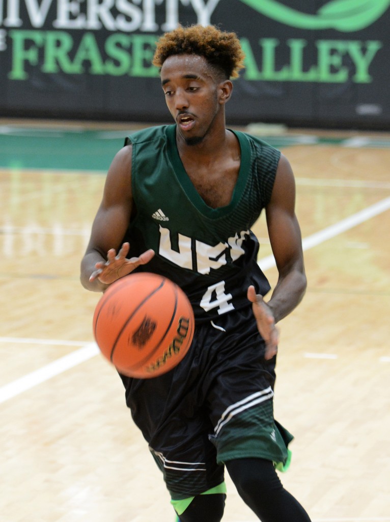 Mahad Mohomed came off the bench to register his first points of the Canada West regular season on Saturday.