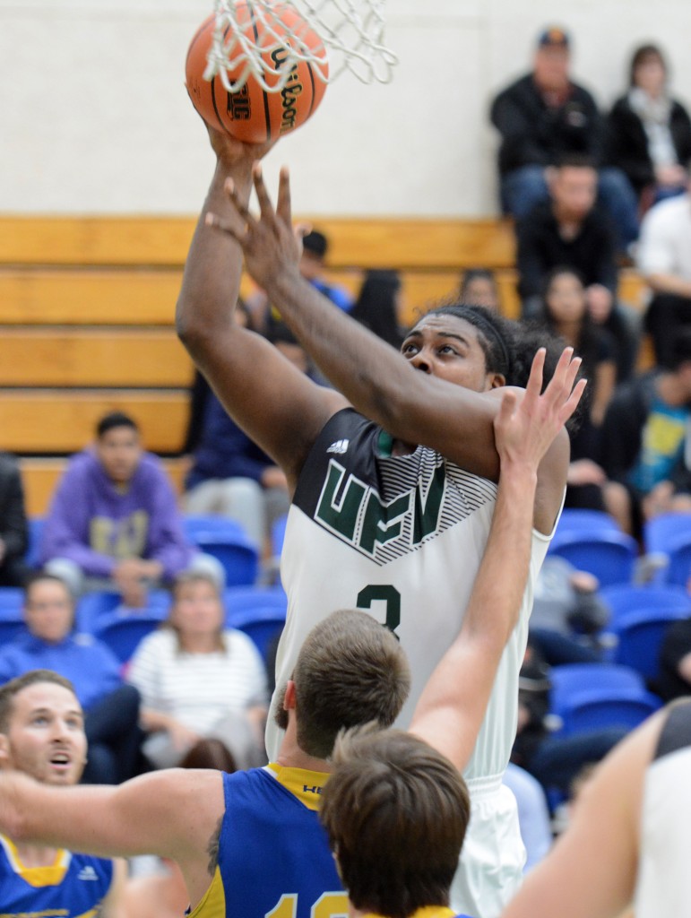 Nate Brown was having a huge night for the Cascades before departing due to injury in the third quarter.