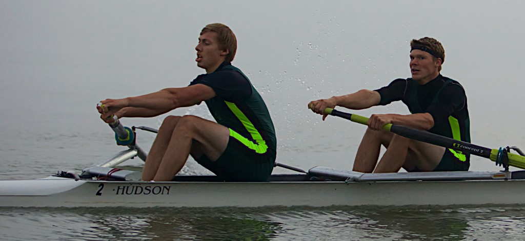 UFV rowers Kyle Krahn (left) and Stephen Wall finished second in the men's pair B final at the Canadian University Rowing Championships in Nova Scotia.