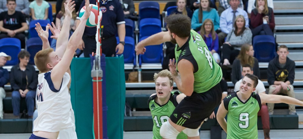 Fifth-year outside hitter Adam Chaplin (airborne) and the rest of the Cascades are excited to take on the No. 1-ranked team in the nation this weekend.