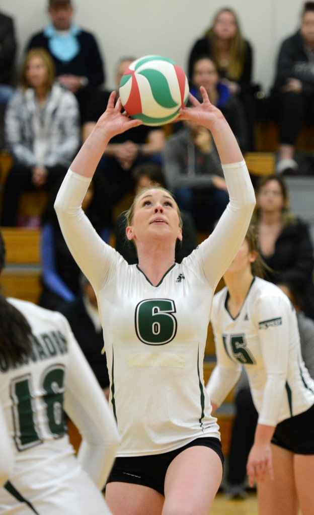 Setter Nicole Blandford kept her hitters well-fed on Sunday afternoon vs. COTR.