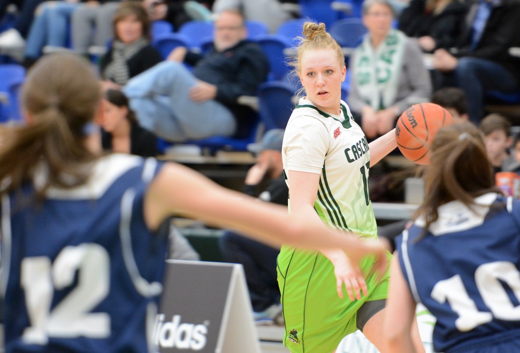 Katie Brink returned to the lineup for the Cascades and contributed 13 points and seven rebounds in a win over the Mount Royal Cougars.