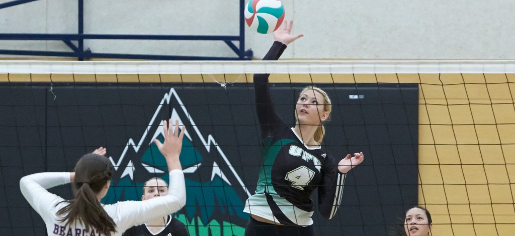 Monique Huber paced the Cascades in hitting percentage, but Capilano prevailed in four sets. (Tree Frog Imaging file photo)