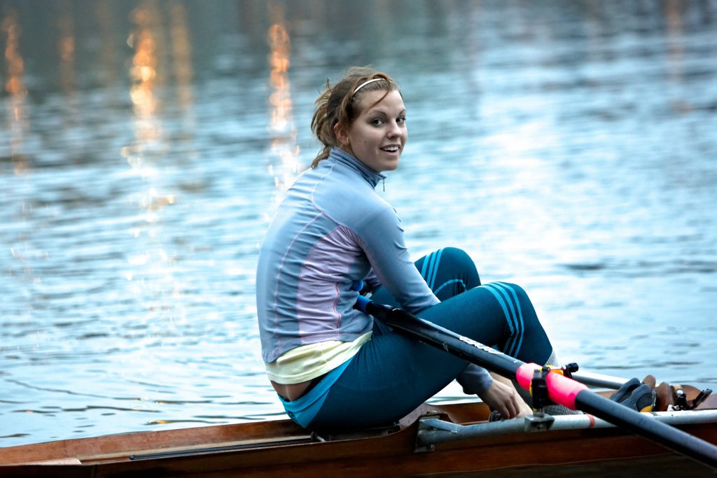 Lisa Roman takes a break during a UFV Cascades rowing practice during the 2008-09 season. (UFV Cascades file photo)