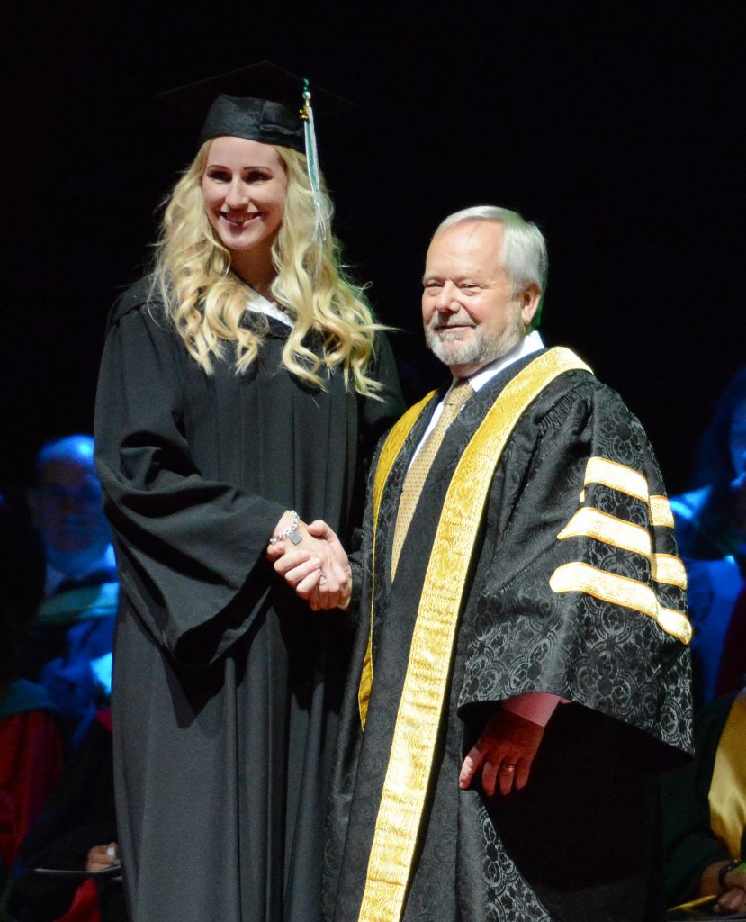 Women's volleyball alum Katie Peacock received her Bachelor of Kinesiology degree.