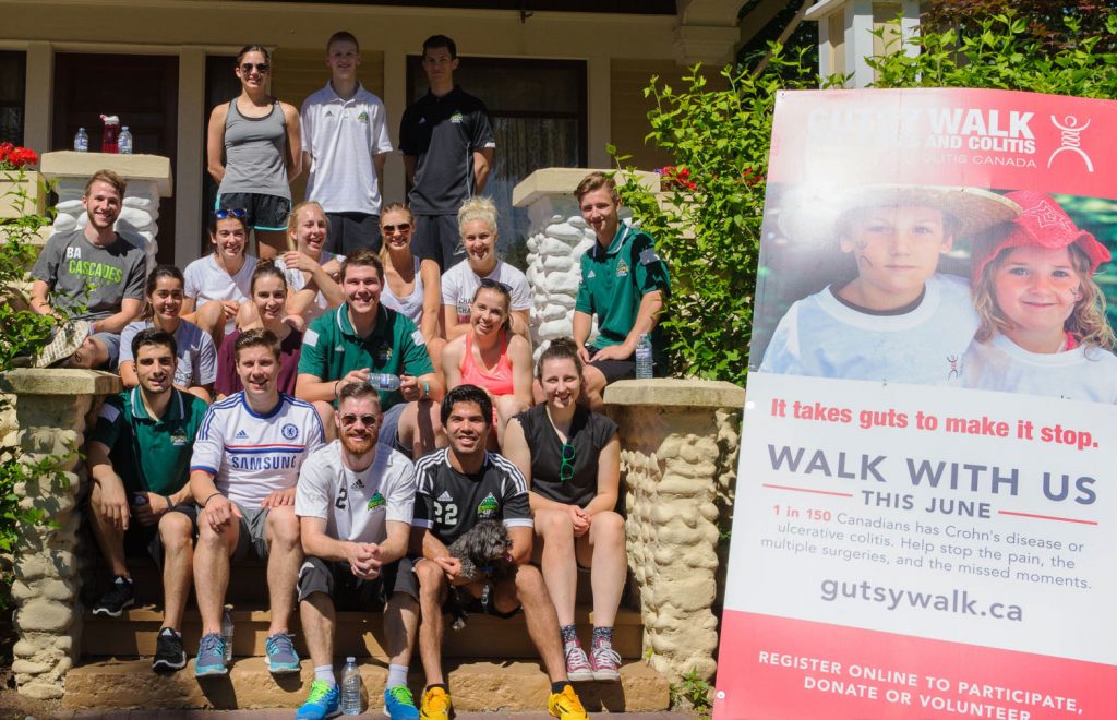 Members of the Cascades men's and women's soccer teams participated in the Abbotsford Gutsy Walk for Crohn's and Colitis on Sunday at Mill Lake Park.