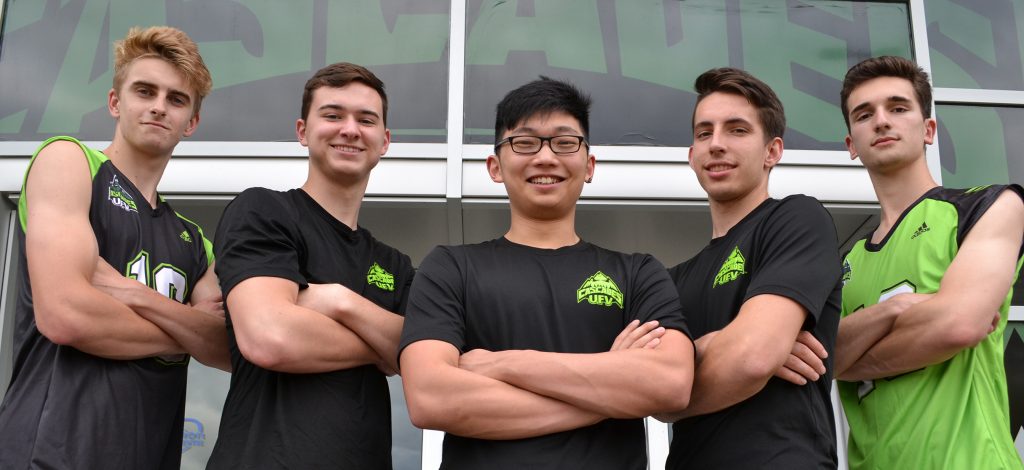 Graeme Hughes, Carter Bronson, Ian Lim, Josh Fefchak and Luc De Gianni - all 2016 graduates of Fraser Valley high schools - are set to join the UFV men's volleyball team next season. The sixth member of the Cascades' recruiting class is Matt Whittall (not pictured).