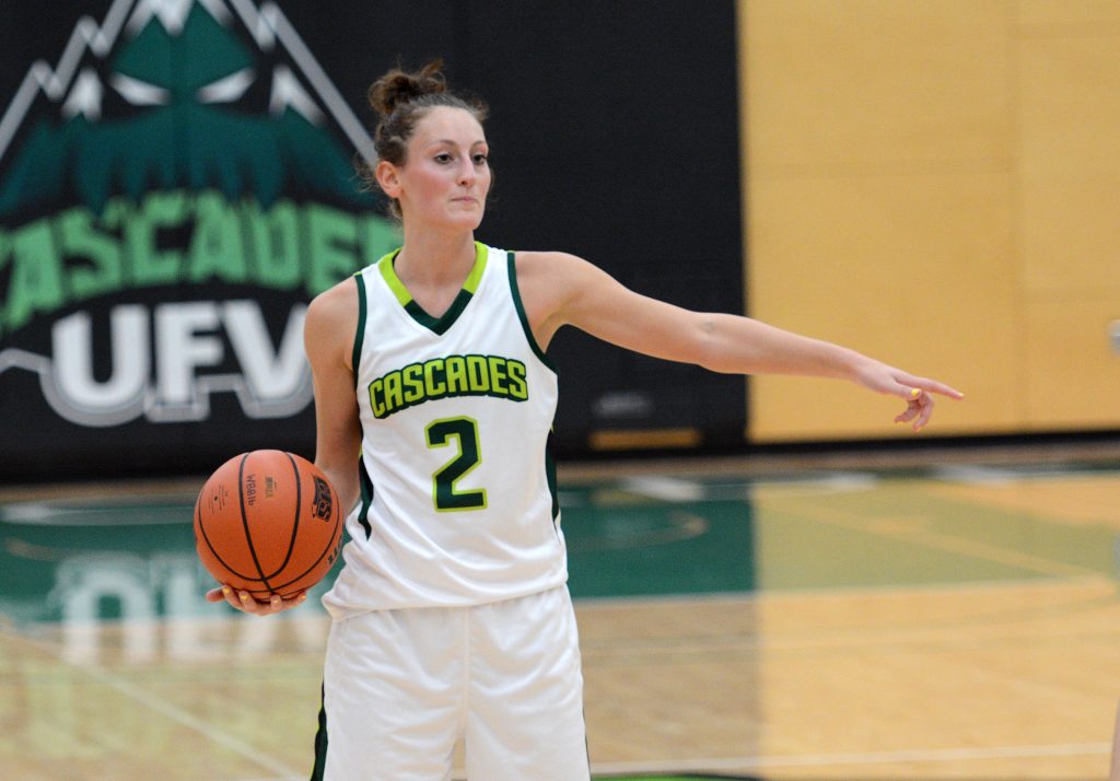 Sara Simovic directs traffic during the Cascades' preseason win over Langara.