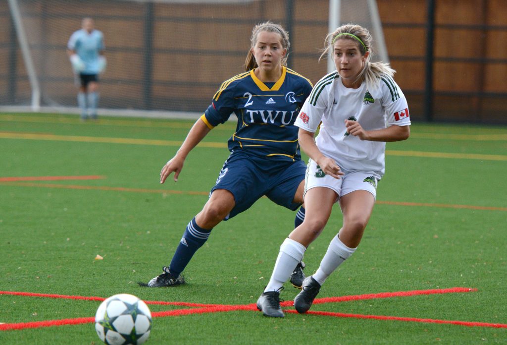 Danica Kump scored in the 57th minute, but the Cascades dropped a 2-1 decision to the Trinity Western Spartans in their regular-season opener.