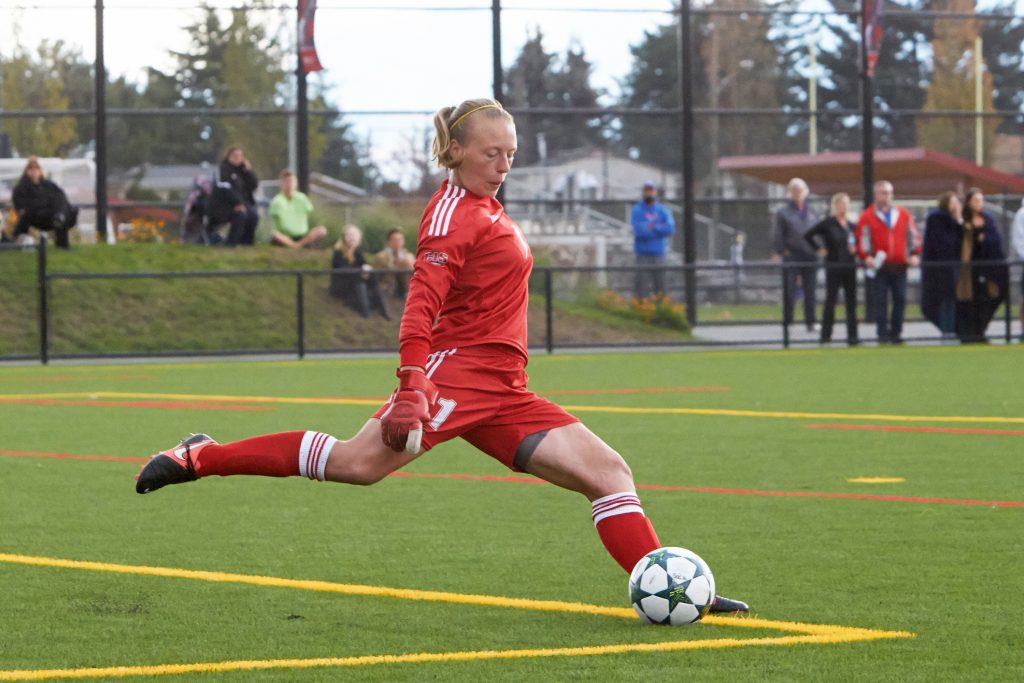 Keeper Kayla Klim is among four fifth-year Cascades women's soccer players who will be honoured on Saturday.