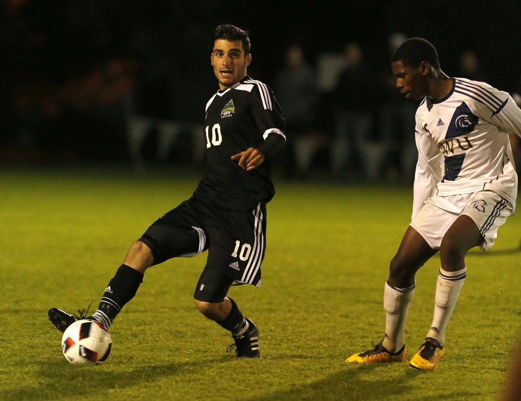 UFV's Michael Mobilio picked up an assist in Friday's win over the TWU Spartans. (Scott Stewart / TWU Spartans photos)