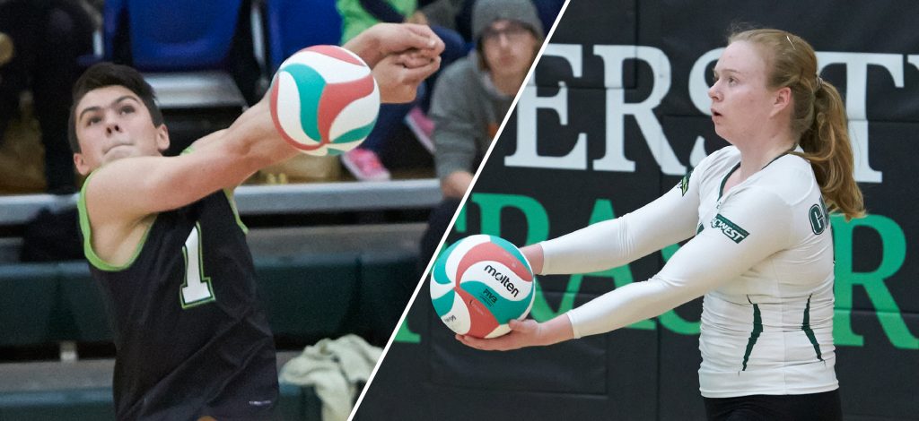 Isaiah Dahl, Rachel Funk and the rest of the Cascades volleyballers are in action at home this weekend vs. Camosun.