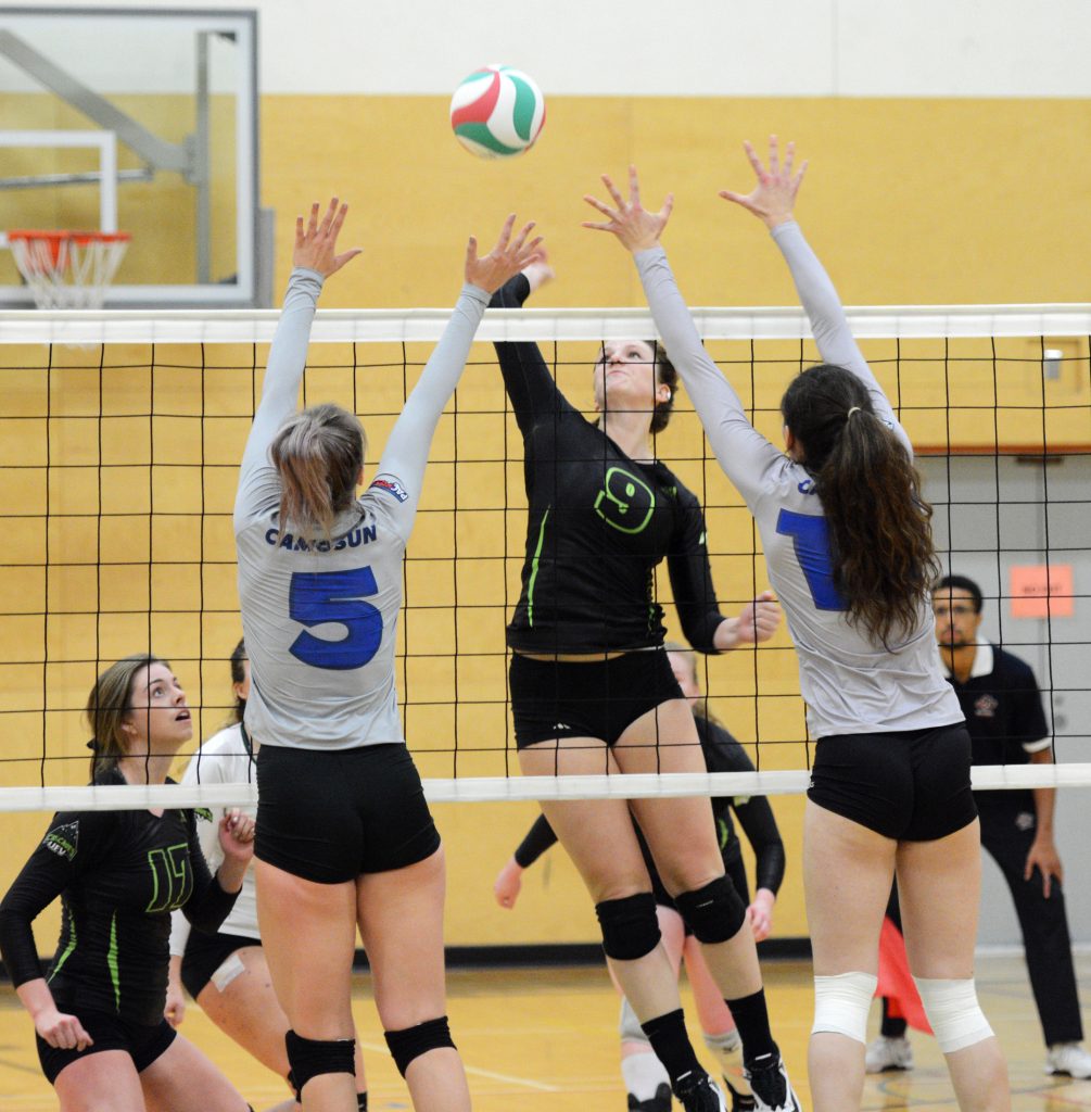 Mandelyn Erikson goes up for a kill vs. Camosun.